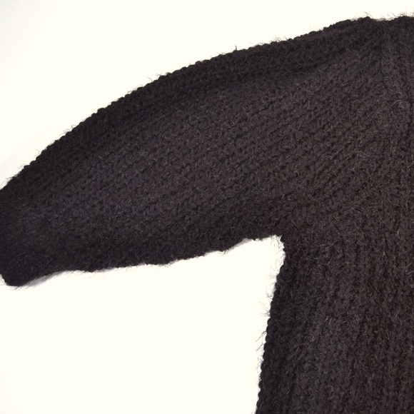 Free People Oasis Black Funnel Neck Eyelash Oversized Slouchy Sweater Tunic XL - Picture 12 of 15